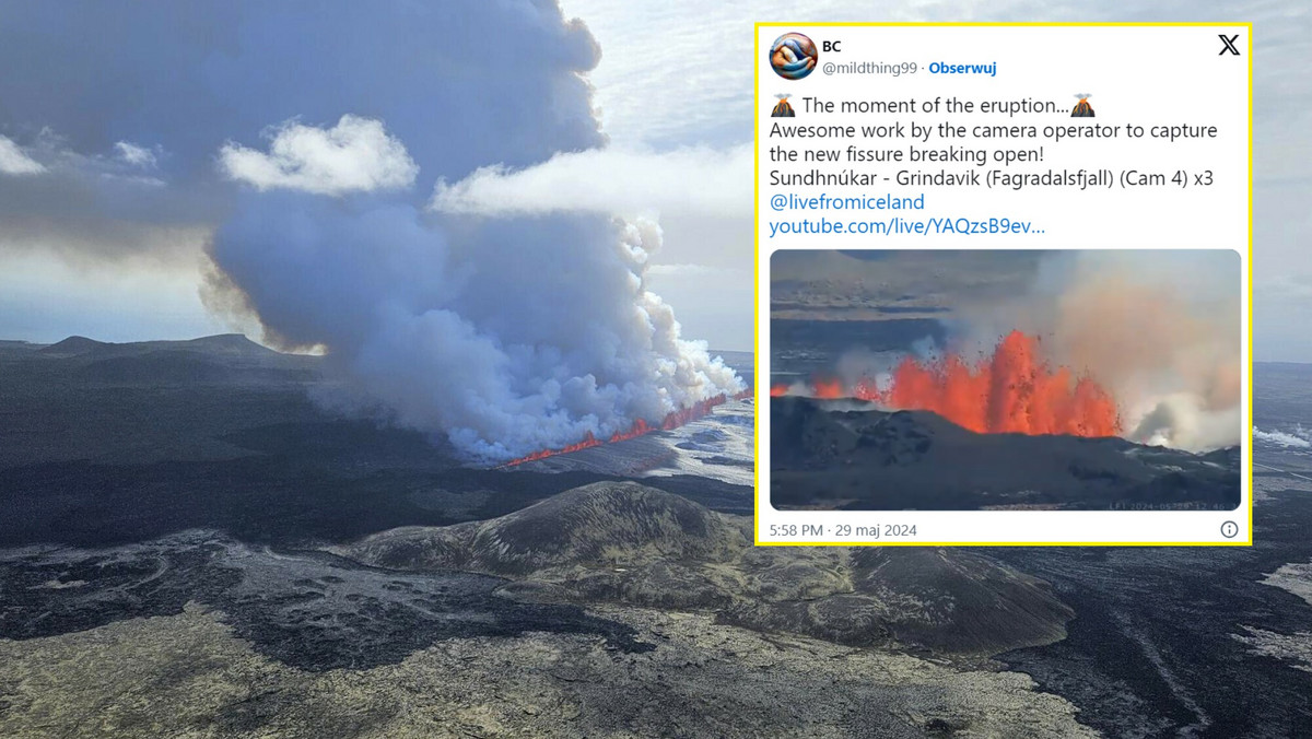 Gwałtowna erupcja wulkanu na Islandii. "Lawa zbliża się do miasta" [WIDEO]