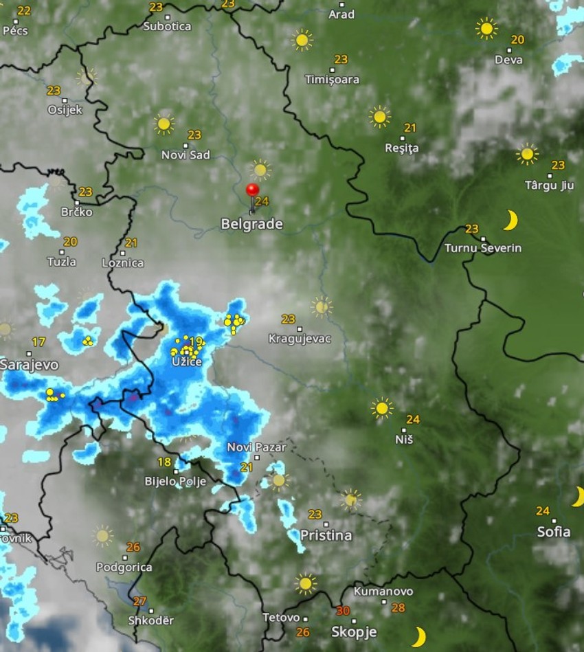 Nevreme se širi ka centralnoj Srbiji u 20h