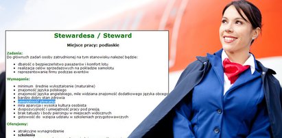 Groza? Szukają stewardessy, która potrafi...