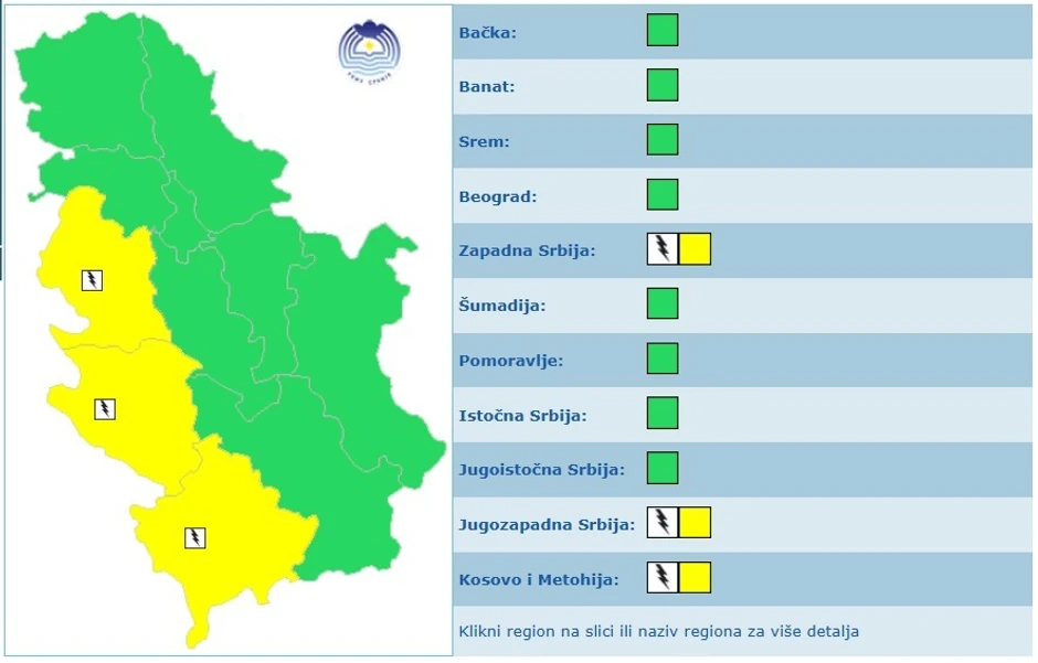 Meteoalarm za nedelju