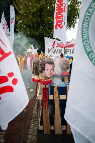 Protest związkowców z Solidarności w Warszawie. Fot. Maciek Suchorabski