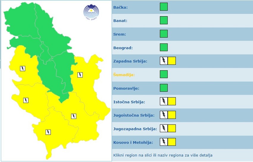 Meteoalarm za nedelju