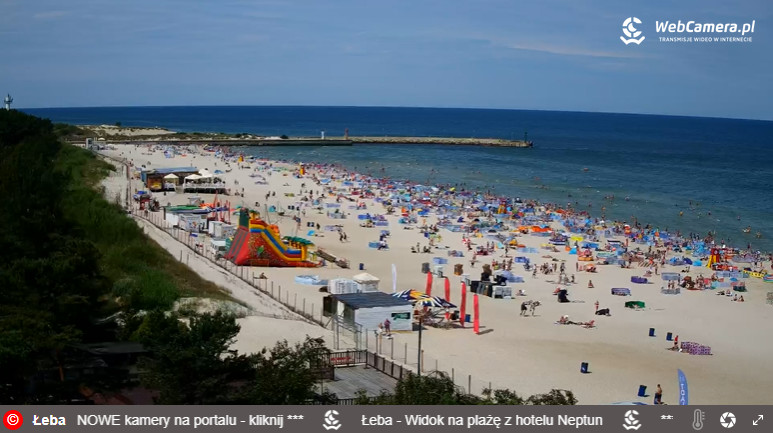 Widok z kamery przy plaży w Łebie