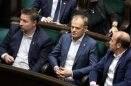 Marcin Kierwiński, Donald Tusk i Borys Budka w Sejmie.