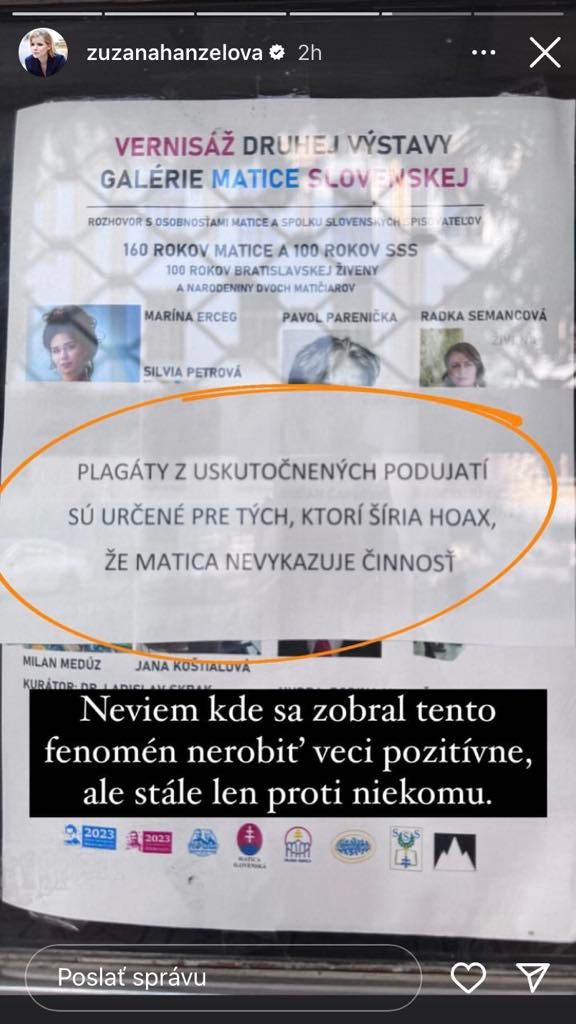 Kovačič Hanzelová odfotila odkaz Matice slovenskej.