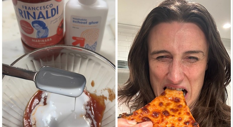 Adding glue to the sauce helps the cheese not slide off, according to Google AI. (Don't try this at home, folks!)Katie Notopoulos / Business Insider