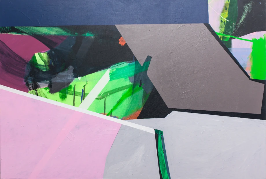 Anna Nosowicz-Ruiz, Interactions I, 2016, akryl, płótno, 70x100 cm