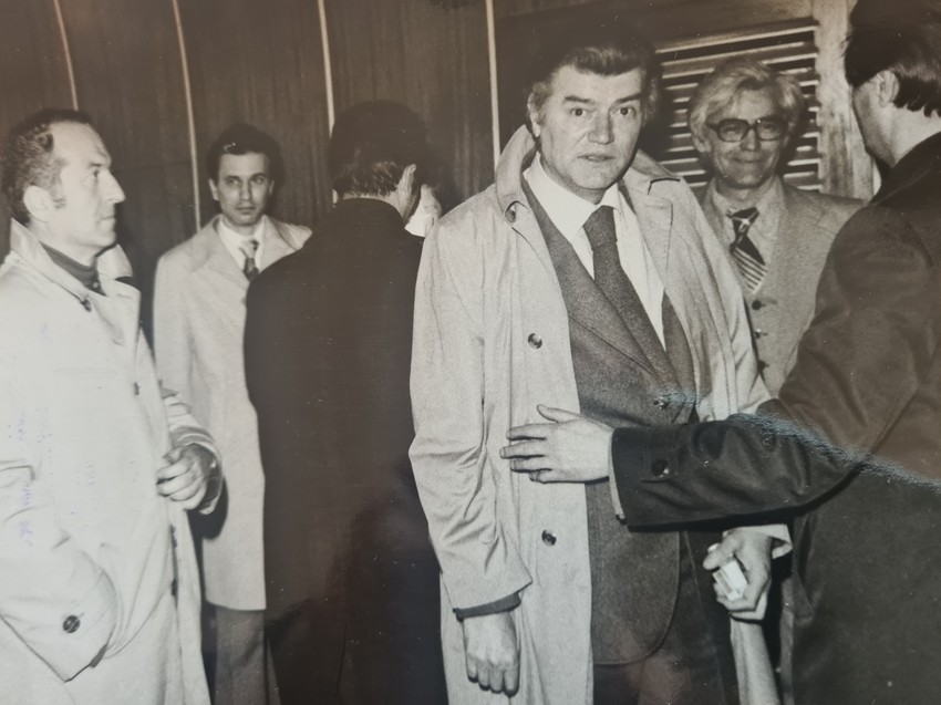 Stevan Raičković sa Brankovim kolom na Goranovom proljeću 1978. sa glumcima SNP-a Tomislavom Jovanovićem, Tomislavom Kneževićem i Vladom Matićem