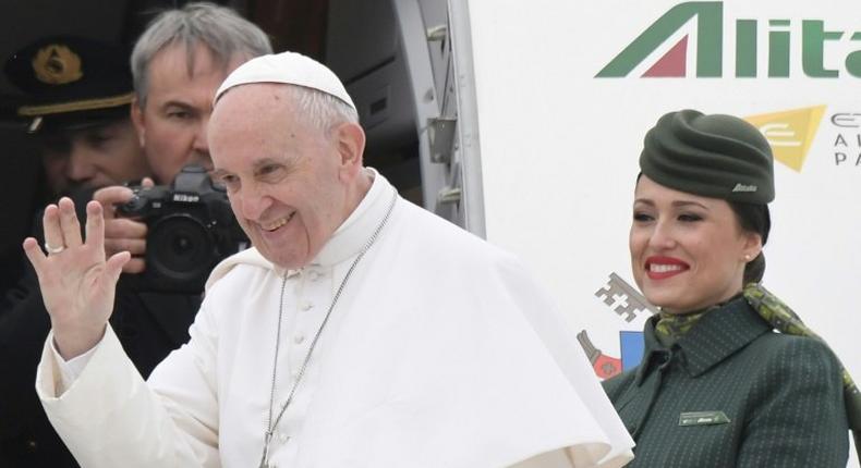 Pope Francis prepares to leave Rome for Egypt, on on April 28, 2017