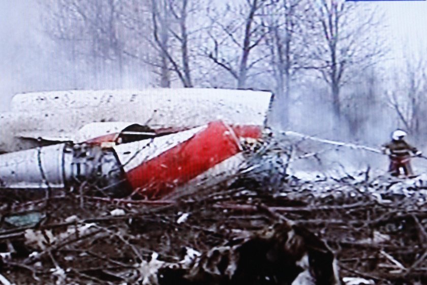 Wrak prezydenckiego Tu-154 w Smoleńsku.