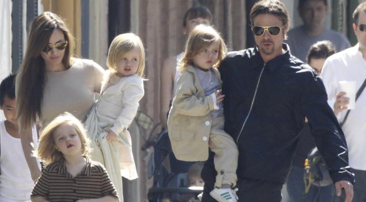 Angelina Jolie és Brad Pitt három vérszerinti gyermekükkel, aki már majdnem felnőttek Fotó: Northfoto