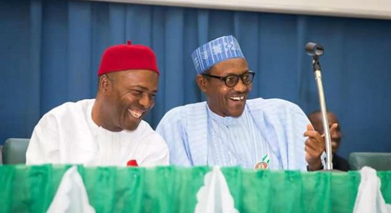 Minister of Science and Technology, Ogbonnaya Onu and President Muhammadu Buhari