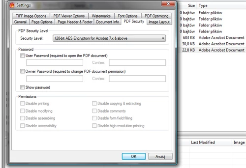Program oferuje zabezpieczanie plików PDF
