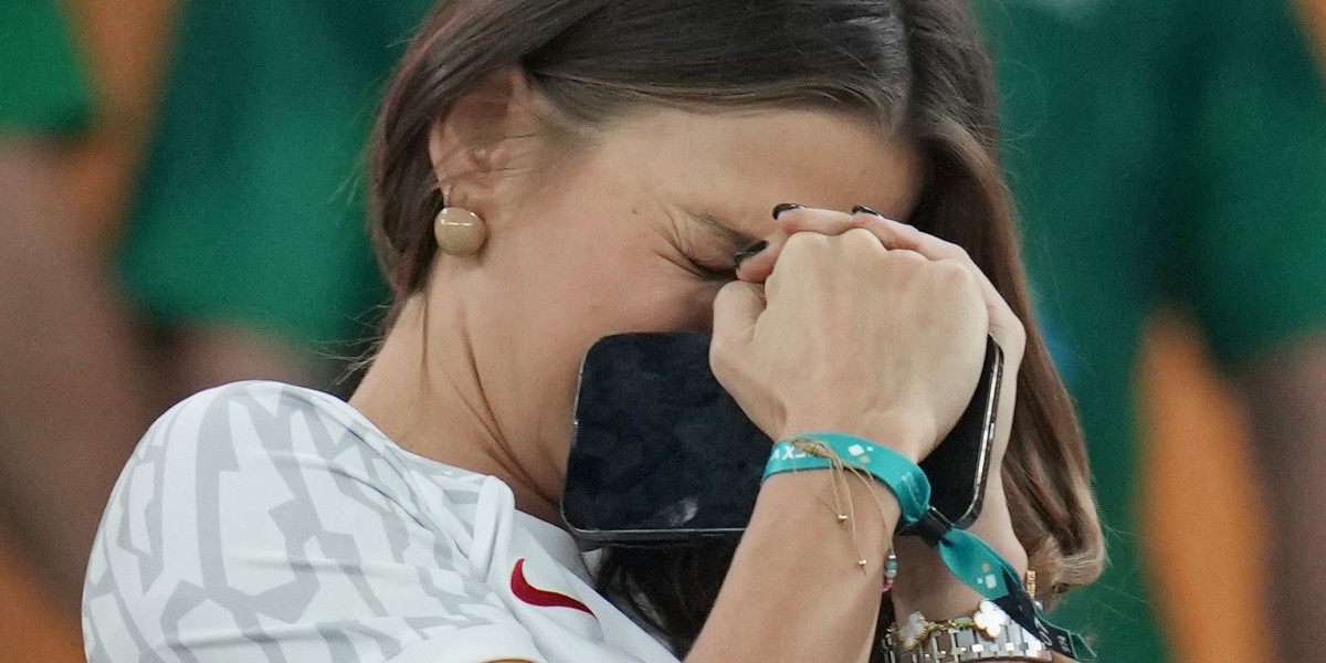 Anna Lewandowska na meczu Polska-Meksyk.