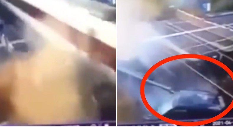 Dramatic CCTV footage shows the moment a high-speed train crashes into ...