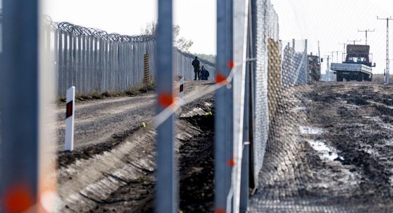 A new fence is being built at the Hungarian-Serbian border on October 27, 2016