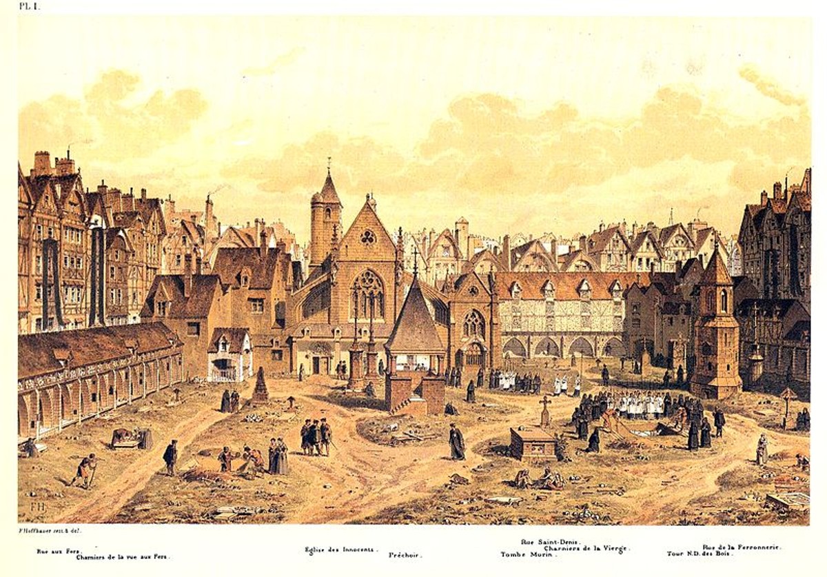 Paryski Cmentarz Niewiniątek, miejsce akcji powieści „Oczyszczenie”, został zamknięty w 1785 roku / domena publiczna via Wikimedia Commons