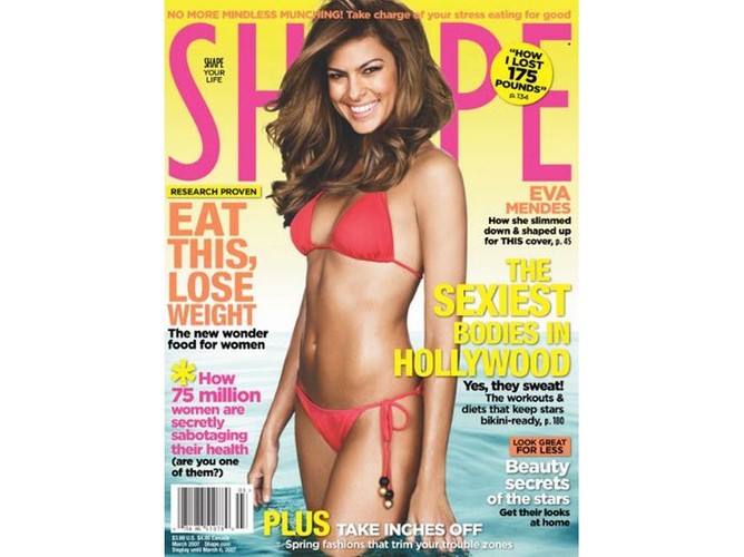 Aktorka Eva Mendes w bikini na okładce magazynu Shape