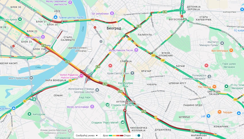 Ovako je bilo jutros: Kolaps u centru Beograda