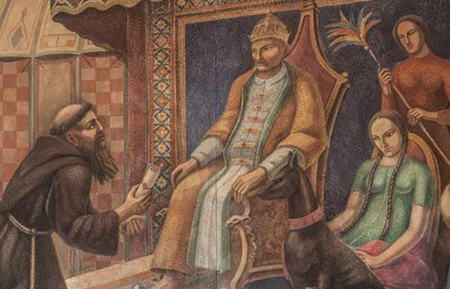 Giovanni da Pian de Carpine przekazuje papieski list mongolskiemu Wielkiemu Chanowi
