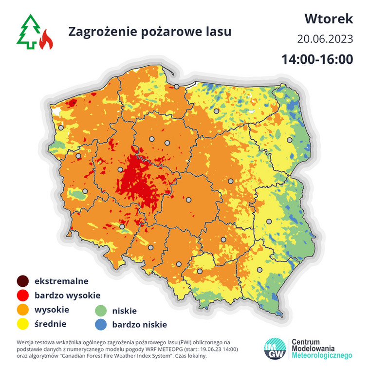 Zagrożenie pożarowe w Polsce we wtorek.