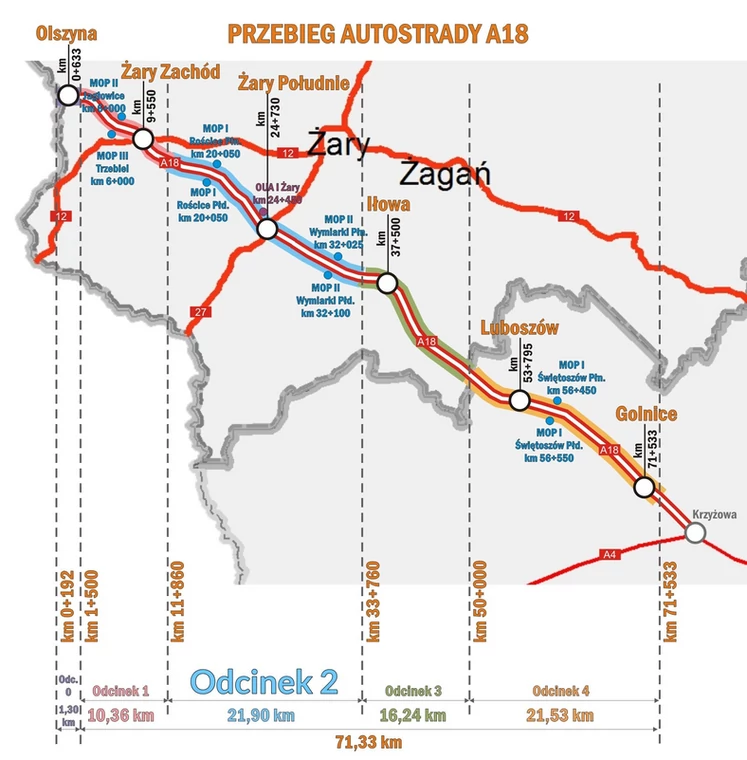 Autostrada A18 mapa