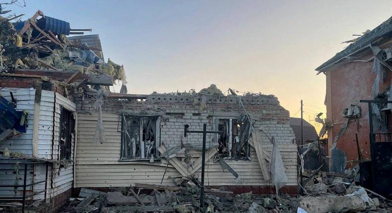 Russian officials released this handout image, saying it shows a destroyed house following Ukrainian attacks in the Kursk region.ACTING GOVERNOR OF KURSK REGION ALEXEI SMIRNOV via Reters