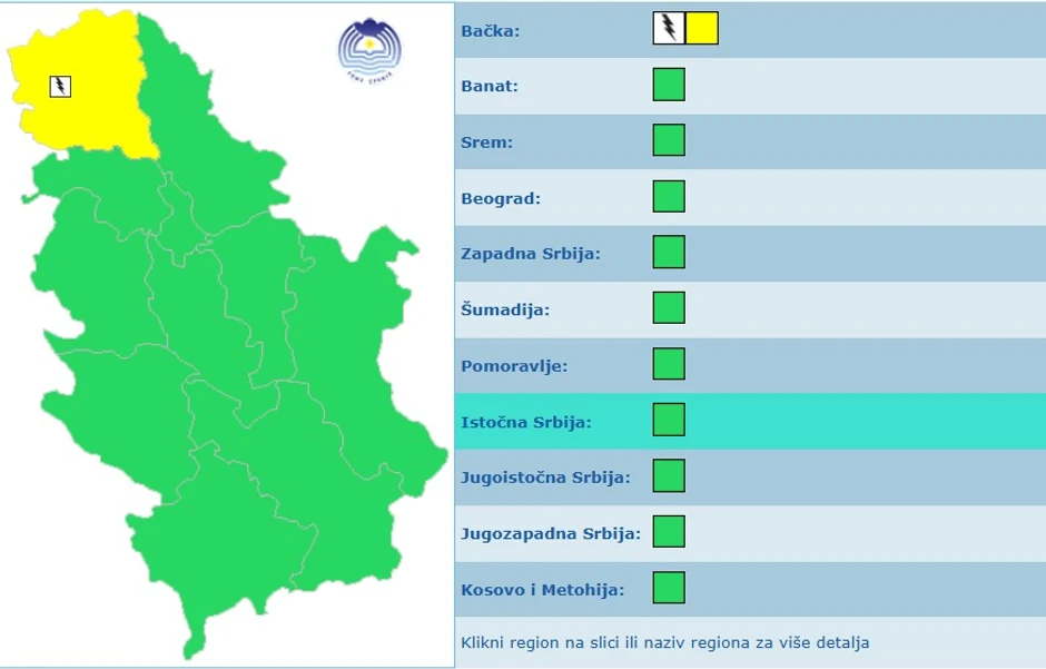 Meteoalarm za četvrtak