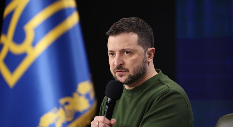 President of Ukraine Volodymyr Zelenskyy pictured speaking on February 25, 2024 in Kyiv, Ukraine.Larin Dmytro/Getty Images