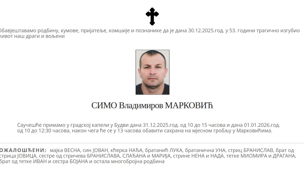 Čitulja ubijenom škaljarcu