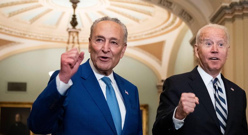 President Joe Biden and Senate Majority Leader Chuck Schumer.
