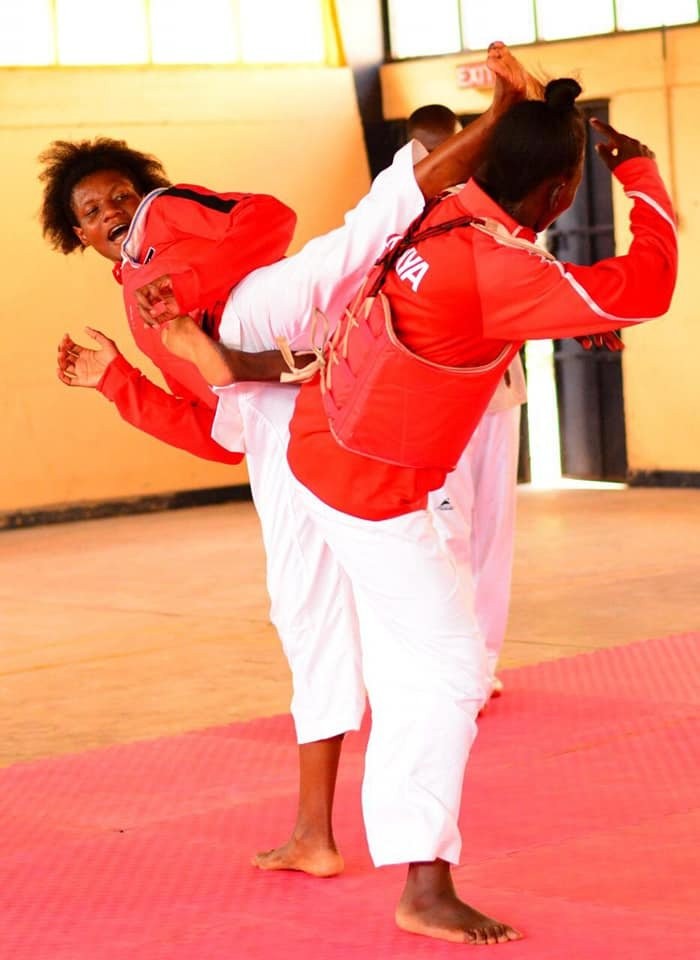 Faith Ogalo attacks her opponent during a training session at the CID training school, South B on February 14,2020 COURTESY (ERICK BARASA)