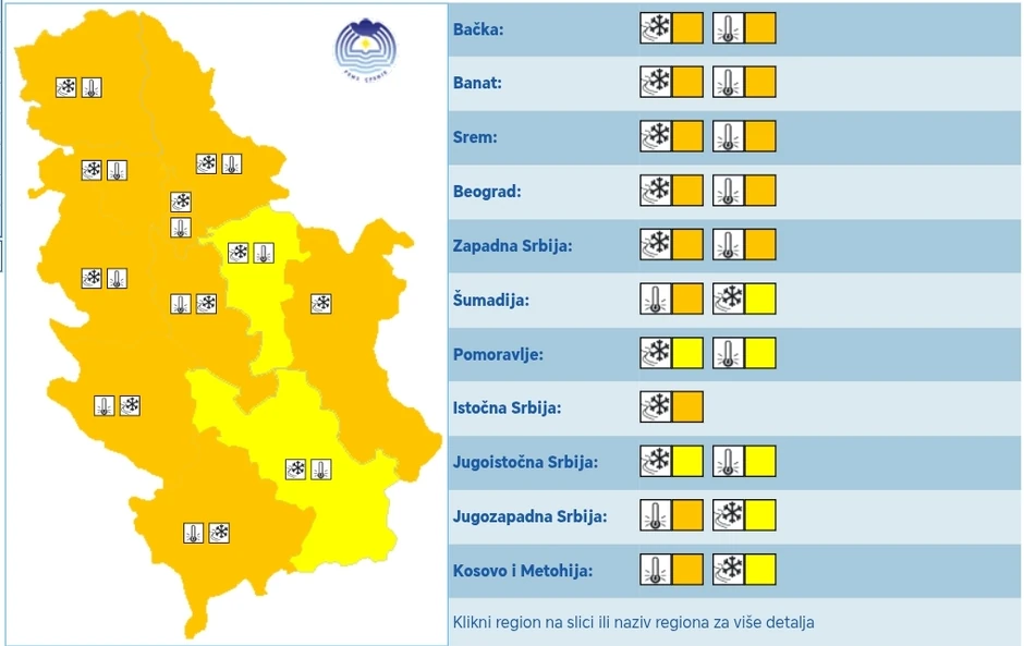 Meteoalarm za petak