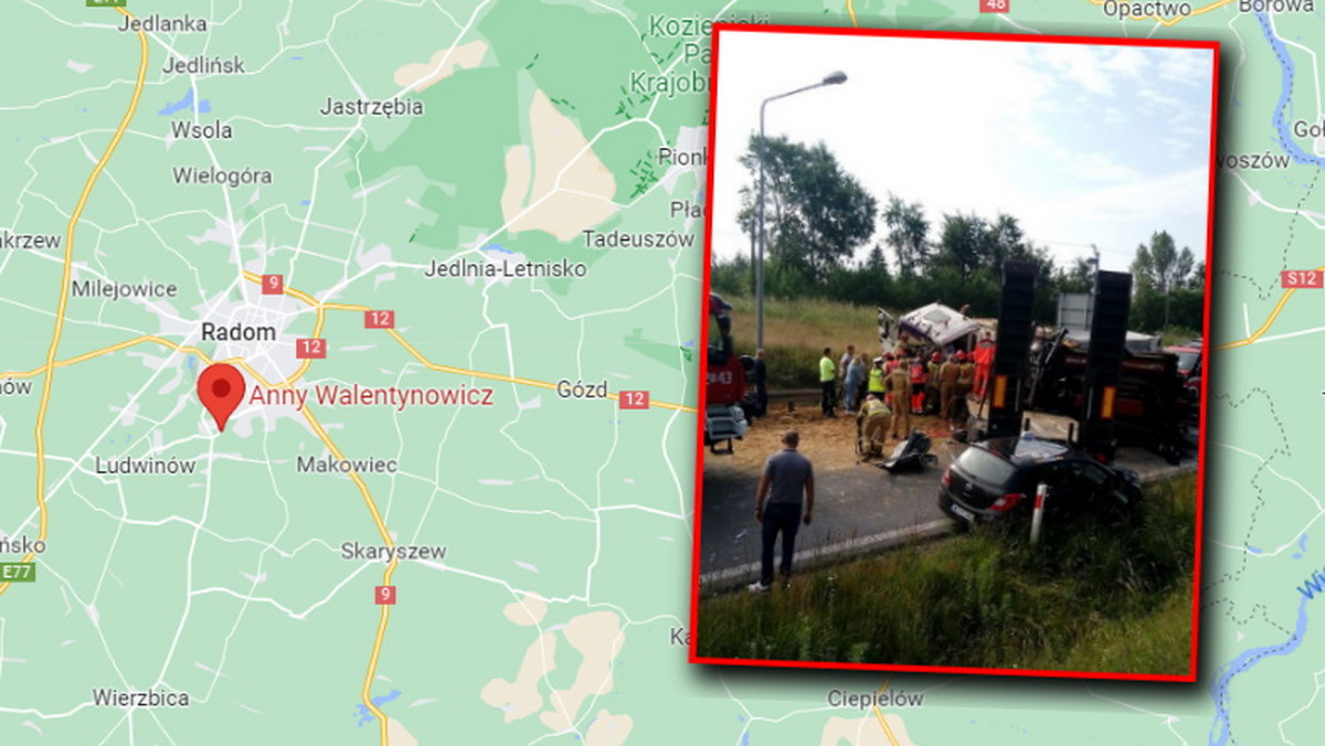Wypadek na obwodnicy Radomia. Dwie osoby ranne, droga zablokowana