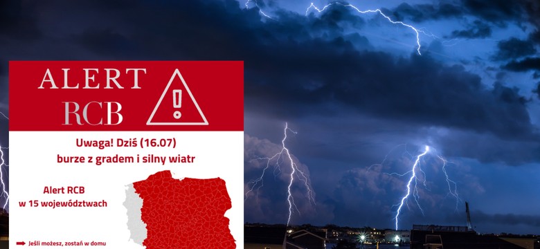 Alert RCB dla 15 województw: burze z gradem, silny wiatr