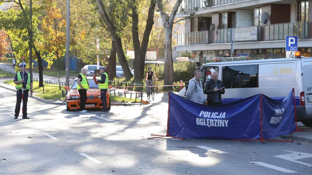 Wypadek na ul. Sokratesa w Warszawie, październik 2019 r.