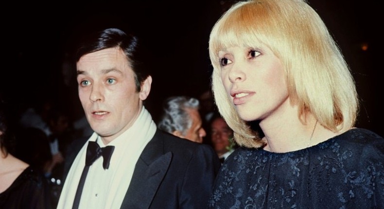 Mireille Darc, seen with longtime companion Alain Delon, will forever associated with the Givenchy dress which left comedian Pierre Richard agape in Yves Robert's farcical 1972 Tall Blond Man