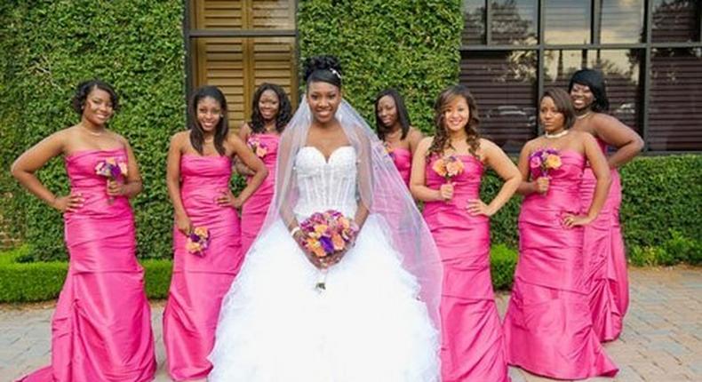 Bride and her bridesmaids