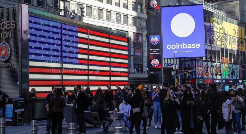 Coinbase first listed on the Nasdaq exchange in April 2021.Shannon Stapleton/Reuters