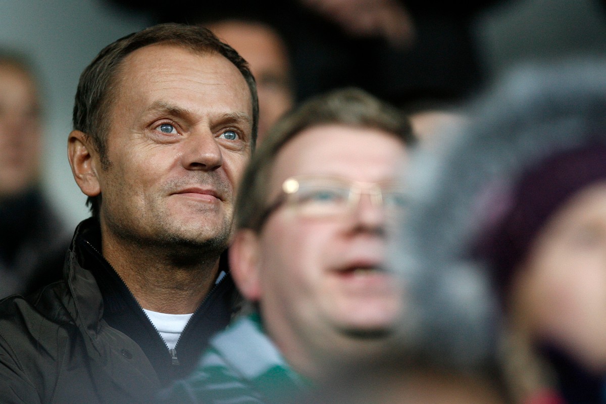 Donald Tusk i Ryszard Milewski na meczu Lechii Gdańsk