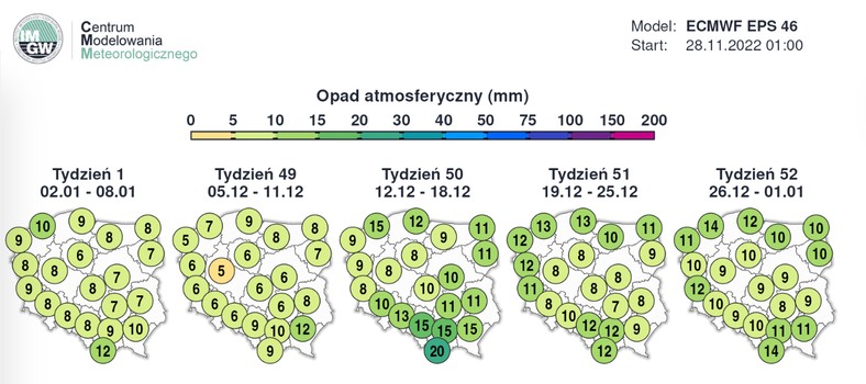 Opady w grudniu 2022 r.