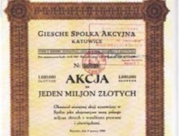 Akcja spółki Giesche Spółka Akcyjna z 1929 r.