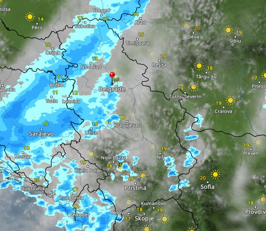 U 14h kiša u Beogradu, Novom Sadu, Užicu, Kragujevcu