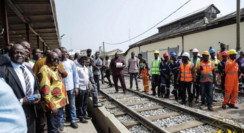 President Akufo-Addo inspecting railway line