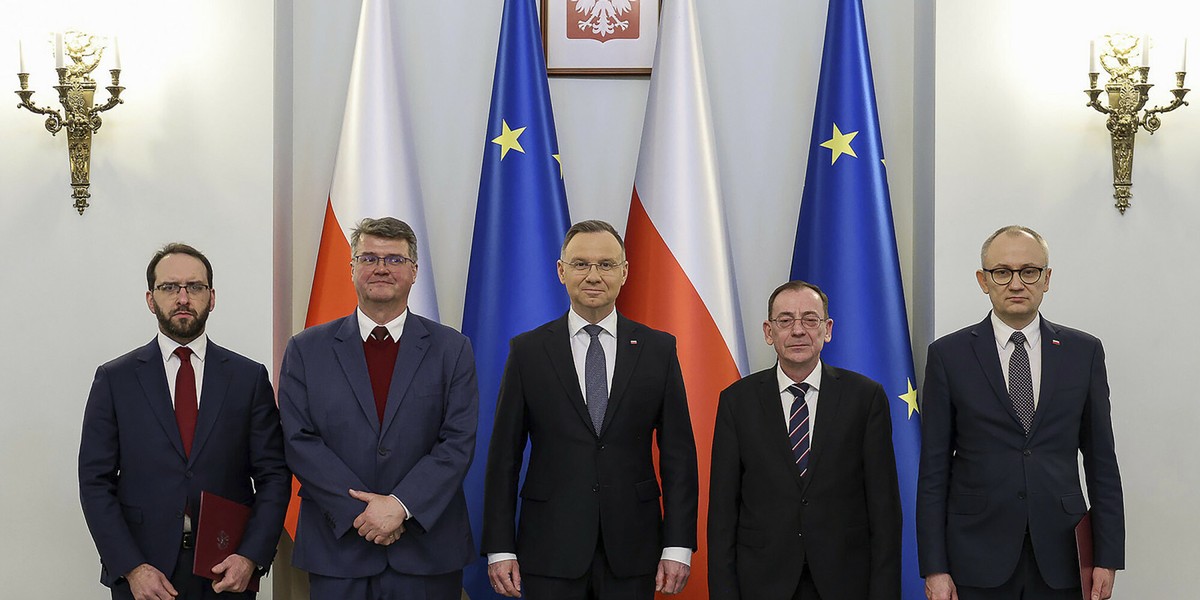 Maciej Wąsik i Mariusz Kamiński u prezydenta Andrzeja Dudy