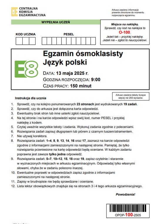 egzamin 8 klas