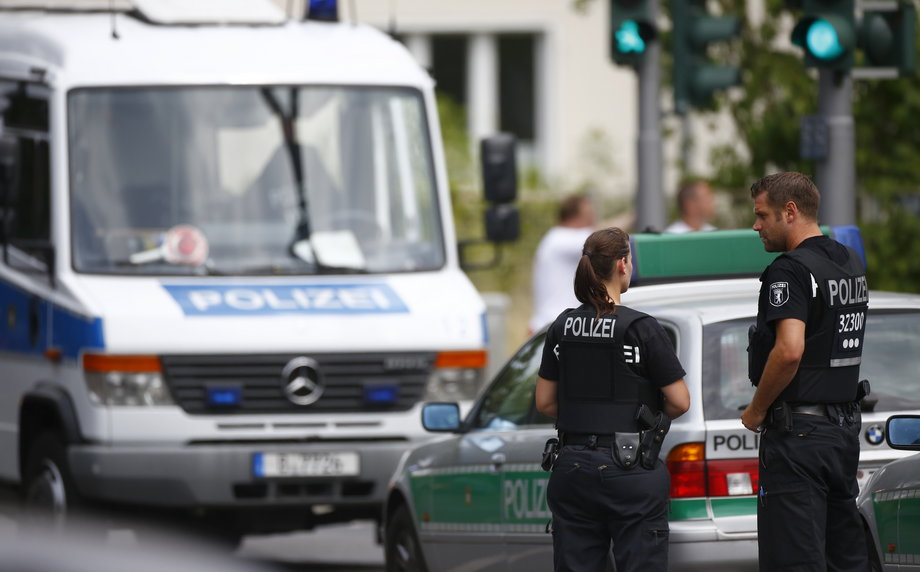 Police secure the area near the university clinic in Steglitz, a southwestern district of Berlin, on July 26 after a doctor had been shot at and the gunman had killed himself.