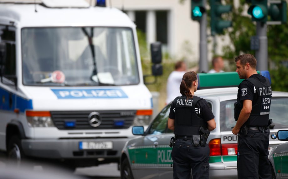 Police secure the area near the university clinic in Steglitz, a southwestern district of Berlin, on July 26 after a doctor had been shot at and the gunman had killed himself.