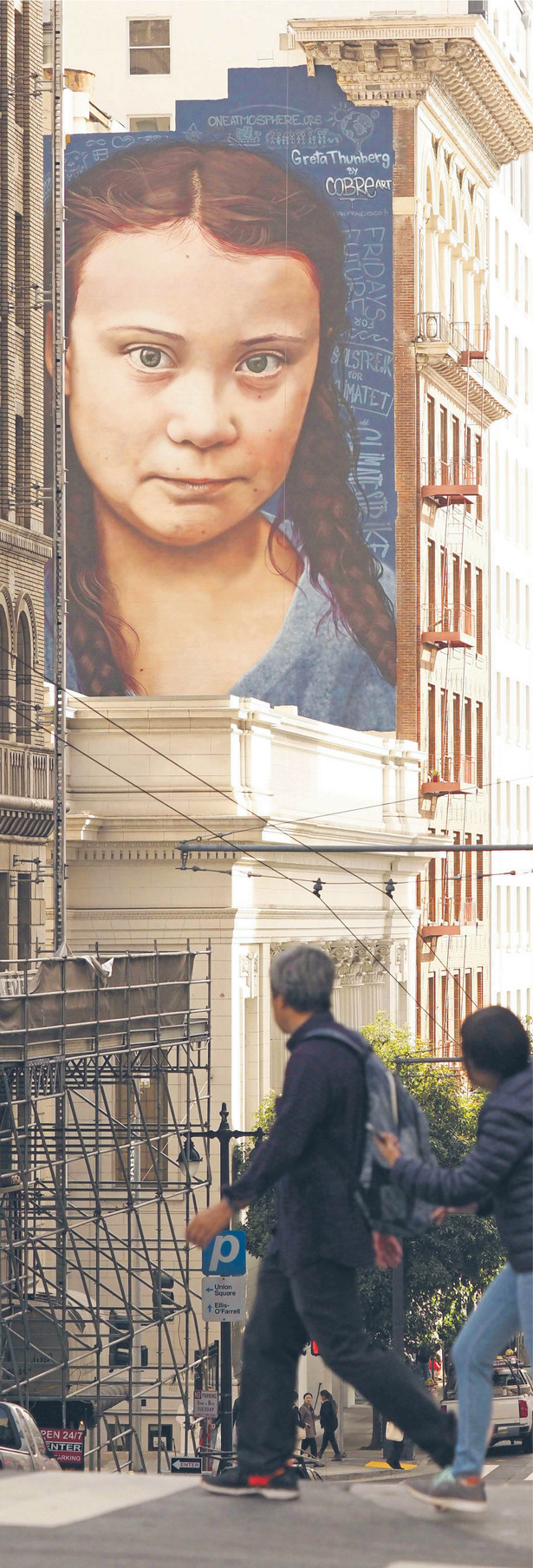 Mural w San Francisco z podobizną Grety Thunberg