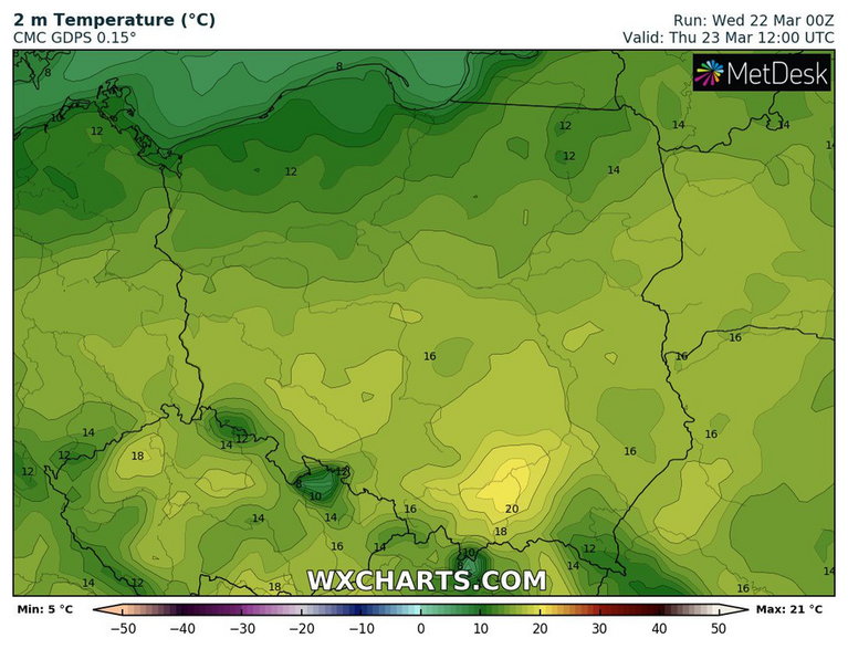 W Małopolsce temperatura wzrośnie do ok. 20 st. C